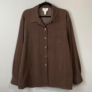 EUC Vintage Talbots Faux Suede Brown Shirt Jacket size L-XL